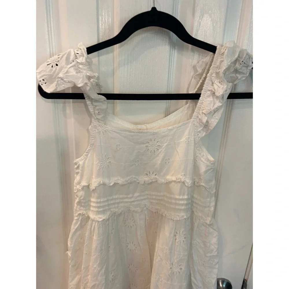 Zara Dress White Eyelet Ruffle Sleeve Tiered Boho‎ Summer Sun Dress Kids 13-14